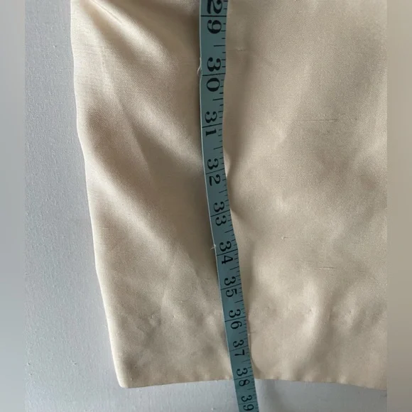 Vintage Silk Cream Button Midi Dress with Shoulder Pads Medium M - Picture 15 of 15